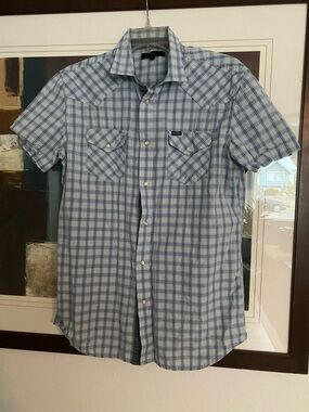 Diesel Light Blue Plaid Short-Sleeve Button-Down Shirt